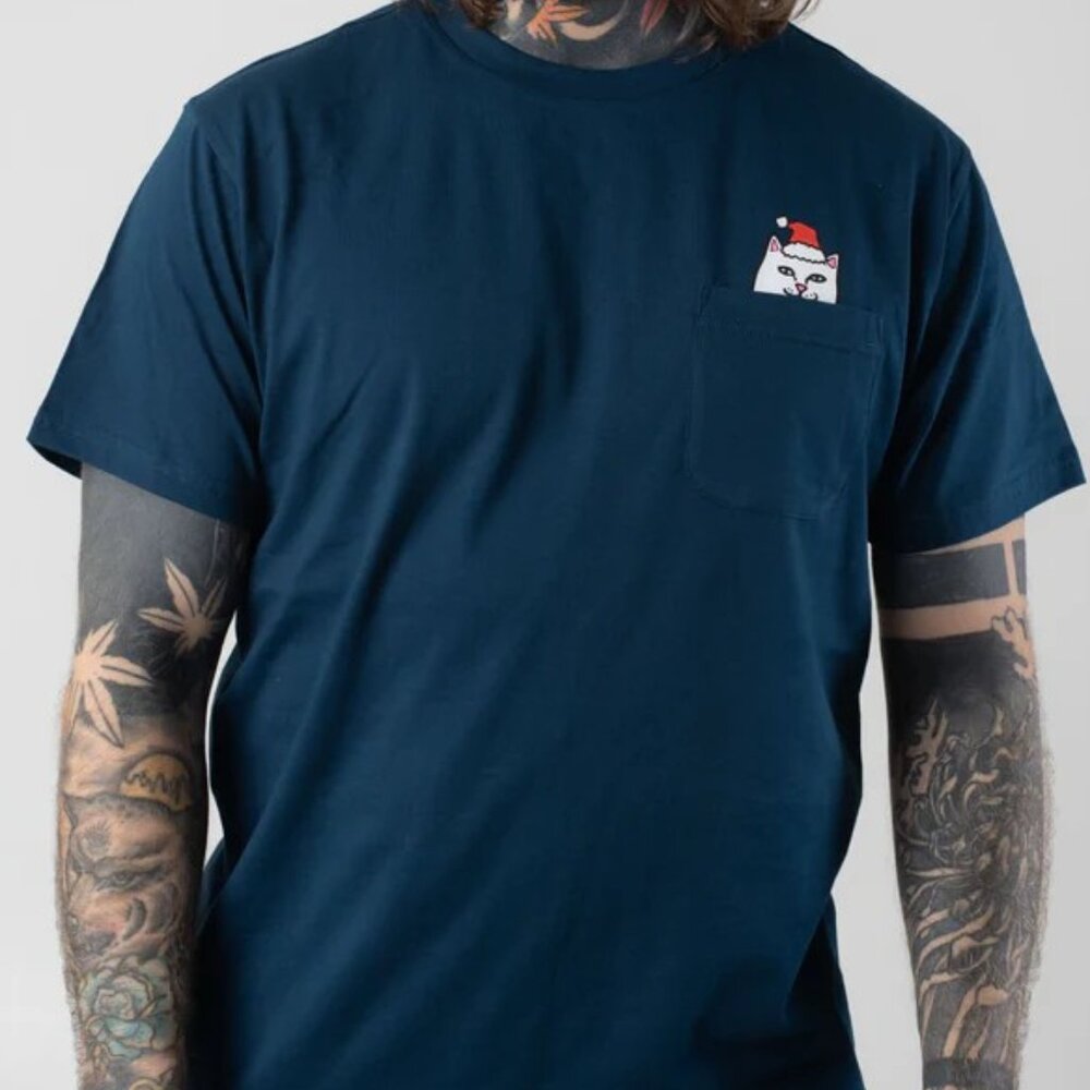 RIPNDIP - Secret Santa Pocket Navy - T-Shirt NWT Medium